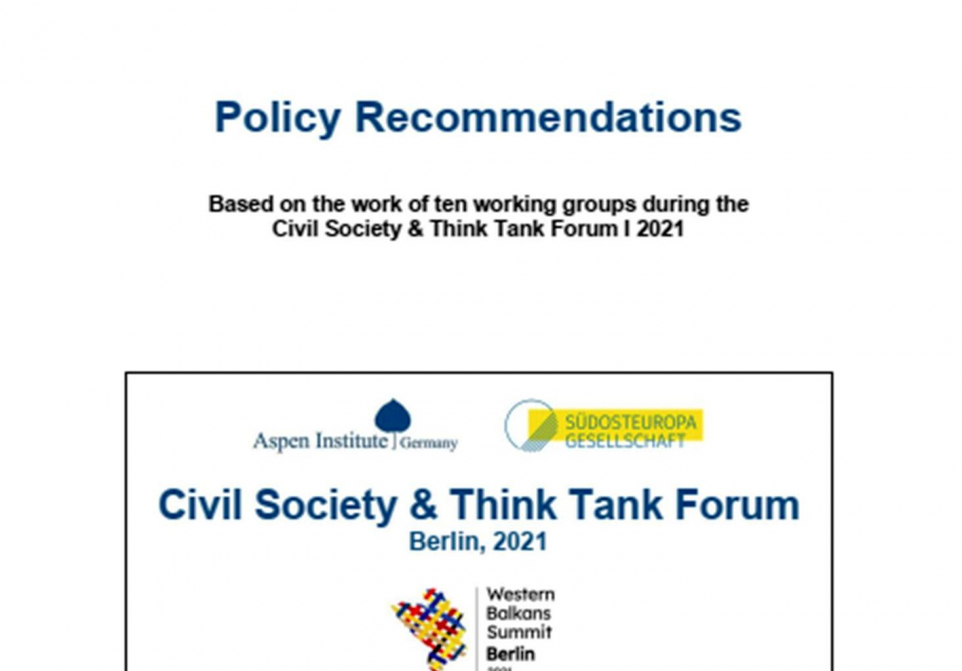 Civil Society & Think Tank Forum I: Berlin 2021